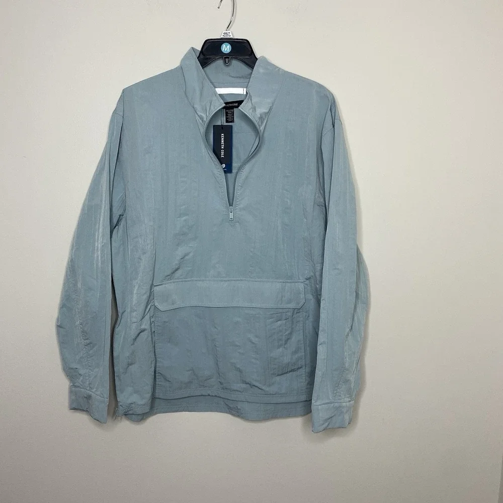 Kenneth Cole Techni-Cole Mens XXL Blue Quarter Zip Windbreaker Anorak Jacket